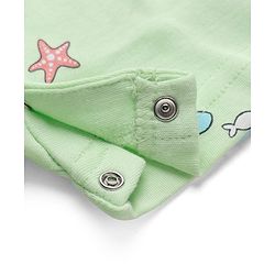 Babyhug 100% Cotton Interlock Knit Half Sleeves Romper With Whale & Star Print - Light Green