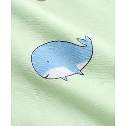 Babyhug 100% Cotton Interlock Knit Half Sleeves Romper With Whale & Star Print - Light Green