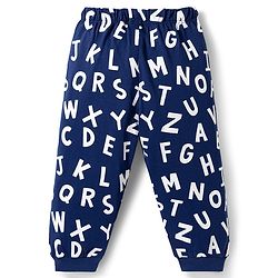 Babyhug 100% Cotton Knit Half Sleeves T-Shirt & Pyjama Night Suit With Giraffe & Alphabet Print - Green & Blue