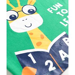 Babyhug 100% Cotton Knit Half Sleeves T-Shirt & Pyjama Night Suit With Giraffe & Alphabet Print - Green & Blue