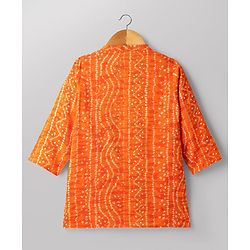 Babyhug 100% Cotton Cambric Woven Full Sleeves Bandhani Printed Kurta & Pyjama Set - Orange