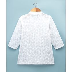 Babyhug 100% Cotton Cambric Woven Full Sleeves Hakkoba Kurta Pyjama Set - White