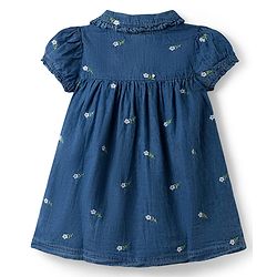 Babyhug Cotton Woven One Piece Dresses / Frocks with Peter Pan Collar and All Over Prints Navy Blue 5-6 Years