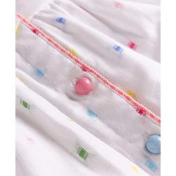 Babyhug 100% Cotton Woven One Piece Dress Sleeveless Round Neck with Front Buttons White 6-9 Months