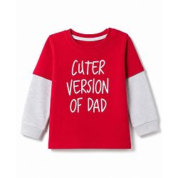 Babyhug 100% Cotton Knit Full Sleeves T-Shirt with Cuter Version Of Dad Print - Red