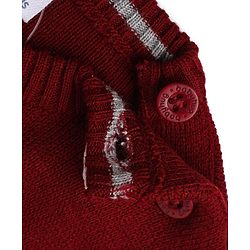 Babyhug Knit Full Sleeves Stripped Sweater Set with Teddy Design - Maroon