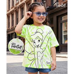 Babyhug Disney Single Jersey Knit Half Sleeve Tie & Dye T-Shirt with Tinker Bell Graphics - Light Green
