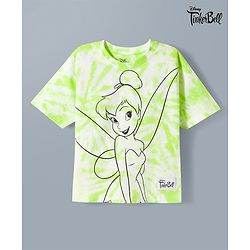Babyhug Disney Single Jersey Knit Half Sleeve Tie & Dye T-Shirt with Tinker Bell Graphics - Light Green