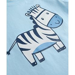 Babyhug 100% Cotton Knit Full Sleeves T-Shirt & Pyjama Night Suit with Zebra Print - Blue