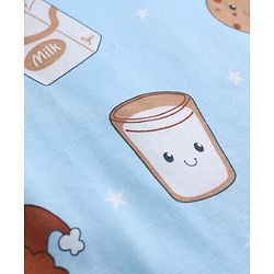 Babyhug Cotton Knit Full Sleeves T-Shirt & Pyjama Co-ord Night Suit with Milk & Cookies Print - Blue