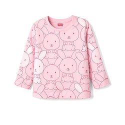 Babyhug Cotton Knit Half Sleeves Bunny Printed Co-Ords T-Shirt & Pyjama Night Suit - Pink