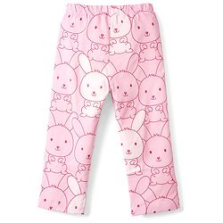 Babyhug Cotton Knit Half Sleeves Bunny Printed Co-Ords T-Shirt & Pyjama Night Suit - Pink