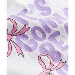 Babyhug 100% Cotton Knit Full Sleeves Bow Text Printed T-Shirt & Pyjama Night Suit - White