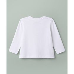 Babyhug 100% Cotton Knit Full Sleeves Bow Text Printed T-Shirt & Pyjama Night Suit - White