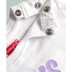 Babyhug 100% Cotton Knit Full Sleeves Bow Text Printed T-Shirt & Pyjama Night Suit - White