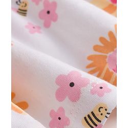 Babyhug 100% Cotton Single Jersey Knit Sleeveless Floral Printed Frock With Bow Applique - White