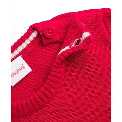 Babyhug Knit Full Sleeves Text Printed  Sweater Set - Red