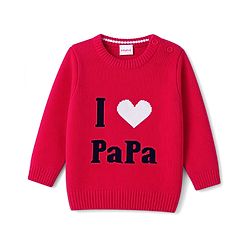 Babyhug Knit Full Sleeves Text Printed  Sweater Set - Red