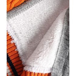 Babyhug Knit Full Sleeves Front Open Sweater with Cable Knit Design - Orange