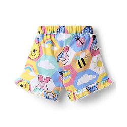 Babyhug Disney 100% Cotton Knit Knee Length Shorts With Winnie The Pooh Graphic & Bow Applique - Multicolor
