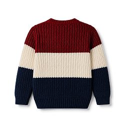 Babyhug Knit Full Sleeves Colour Block Pullover - Maroon Navy & White