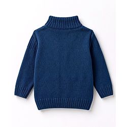 Babyhug Knit Full Sleeves Pullover Sweater With Cable Knit Design - Navy Blue