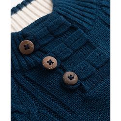Babyhug Knit Full Sleeves Pullover Sweater With Cable Knit Design - Navy Blue