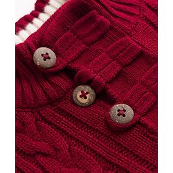 Babyhug Knit Full Sleeves Sweater With Cable Knit Design - Maroon