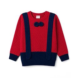 Babyhug Knit Full Sleeves Pullover with Bow Applique-  Red
