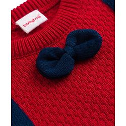 Babyhug Knit Full Sleeves Pullover with Bow Applique-  Red