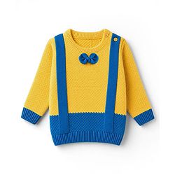 Babyhug Knit Full Sleeves Pullover with Bow - Yellow