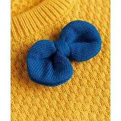 Babyhug Knit Full Sleeves Pullover with Bow - Yellow