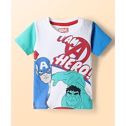 Babyhug Marvel Single Jersey Knit Half Sleeves T-Shirt & Shorts Set With Avengers Graphics - Multicolor