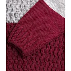 Babyhug Knit Full Sleeves Solid Colour Block High Neck Pullover- White