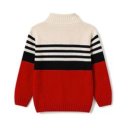 Babyhug Knit Full Sleeves Pullover with Colour Block Stripe Design - Red