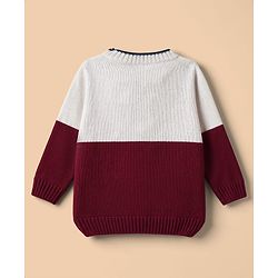 Babyhug Knit Full Sleeves Number Embroidered Sweater Set - Grey & Navy Blue