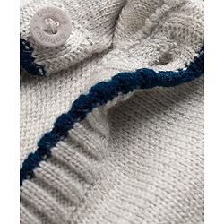 Babyhug Knit Full Sleeves Number Embroidered Sweater Set - Grey & Navy Blue