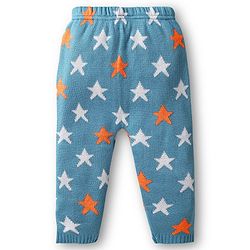 Babyhug Knit Full Sleeves Front Open Sweater Set with Star Design - Blue