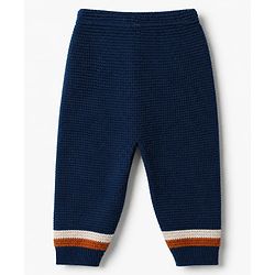 Babyhug Knit Full Sleeves Sweater Set with Color Block Design - Navy Blue