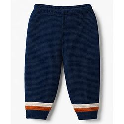 Babyhug Knit Full Sleeves Sweater Set with Color Block Design - Navy Blue