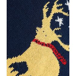 Babyhug Knit Full Sleeves Sweater Set With Stars & Reindeer Design - Navy Blue