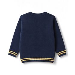 Babyhug Knit Full Sleeves Sweater Set With Stars & Reindeer Design - Navy Blue