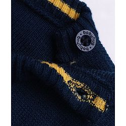 Babyhug Knit Full Sleeves Sweater Set With Stars & Reindeer Design - Navy Blue