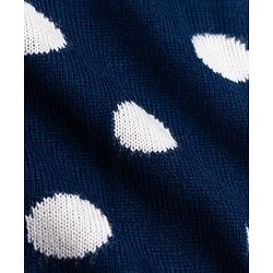 Babyhug  Knit Full Sleeves Stripe Woollen Dress With Polka Dot Design - Navy Blue