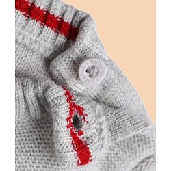 Babyhug Knit Full Sleeves Sweater Set with Firefighter Bear Design - Grey Red