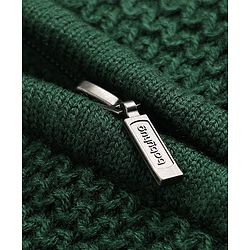 Babyhug Knit Full Sleeves Front open Hooded Sweater with Soccer Patch - Green