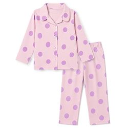 Babyhug 100% Cotton Knit Full Sleeves Polka Dots Printed Co-Ords Shirt & Pyjama Night Suit - Pink