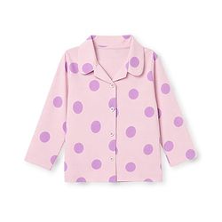 Babyhug 100% Cotton Knit Full Sleeves Polka Dots Printed Co-Ords Shirt & Pyjama Night Suit - Pink