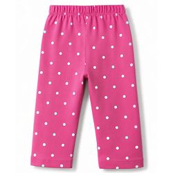 Babyhug 100% Cotton Knit Full Sleeves Shirt & Pyjama Co-Ord Night Suit With Polka Dots Print - Dark Pink