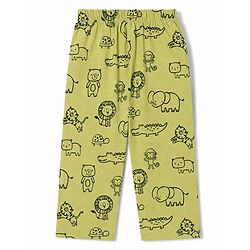 Babyhug 100% Cotton Knit Full Sleeves Animals Printed Co-Ords Shirt & Pajama Night Suit - Green